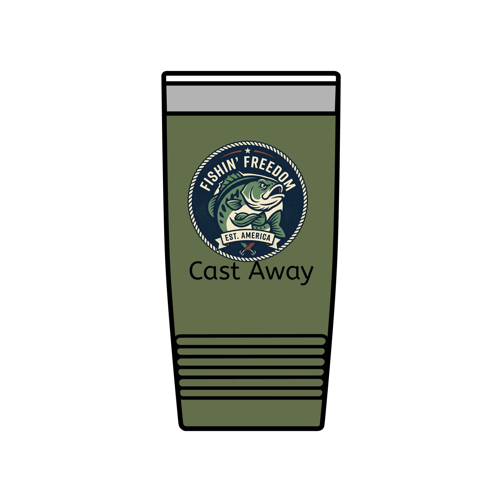 Fishing Tumbler 20oz — 'Cast Away' Insulated Stainless Steel Travel Cup