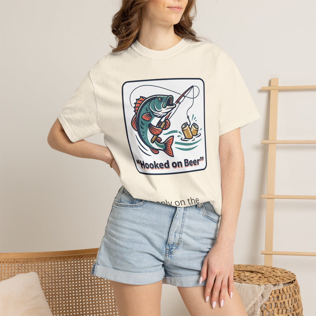Hooked on Beer Fishing T-Shirt — Funny Fishing & Beer Graphic Tee