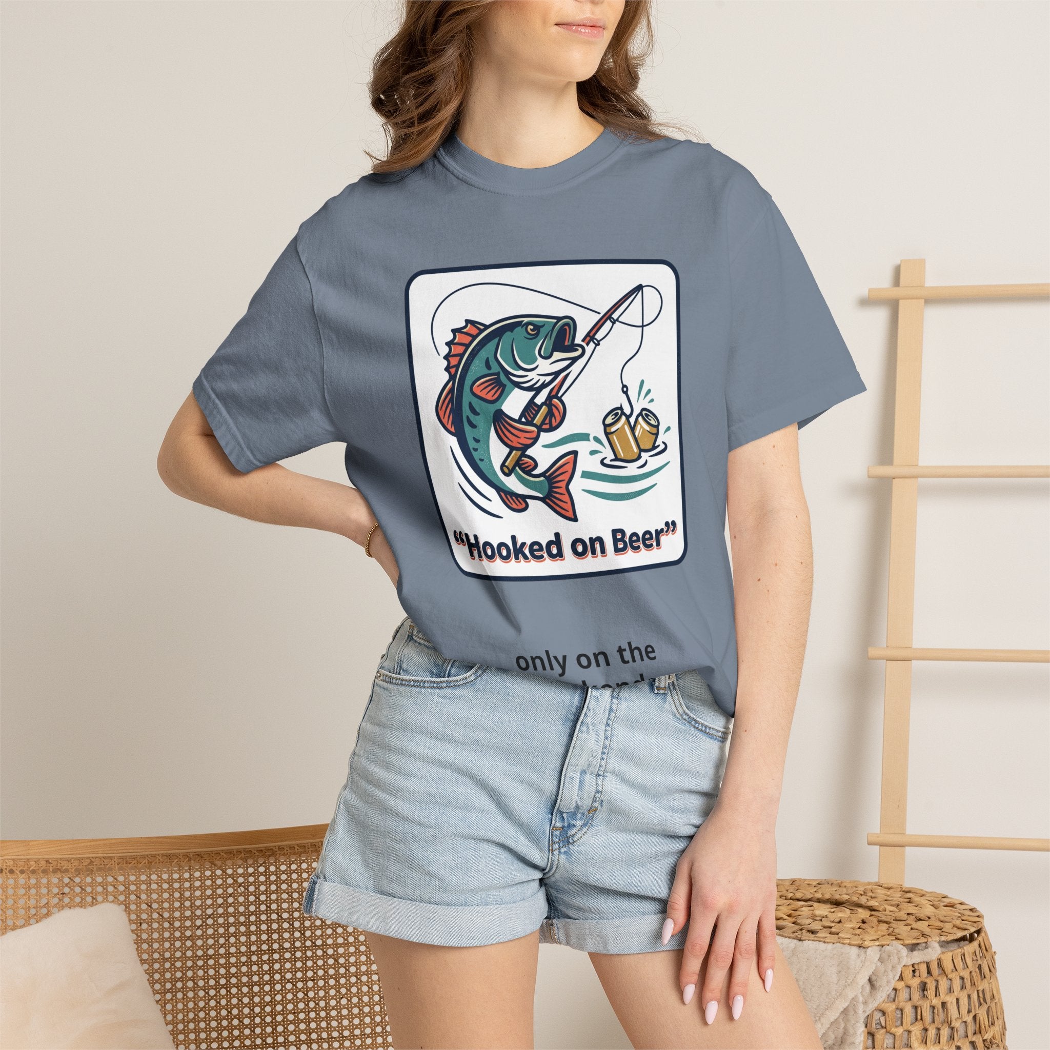 Hooked on Beer Fishing T-Shirt — Funny Fishing & Beer Graphic Tee