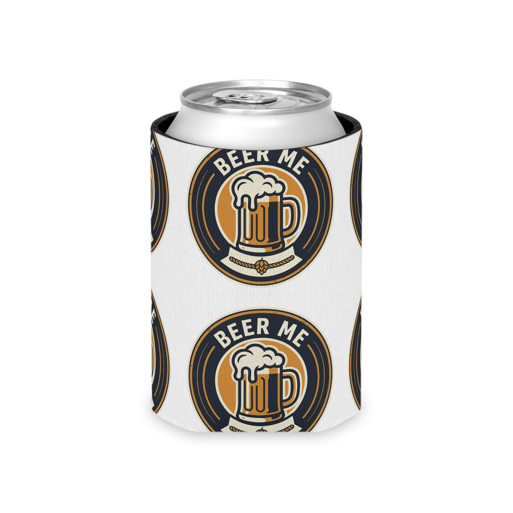 Can Cooler — "Beer Me" Mug Logo Pattern Slim Can Cooler (Cooler Sleeve for 12oz Cans)