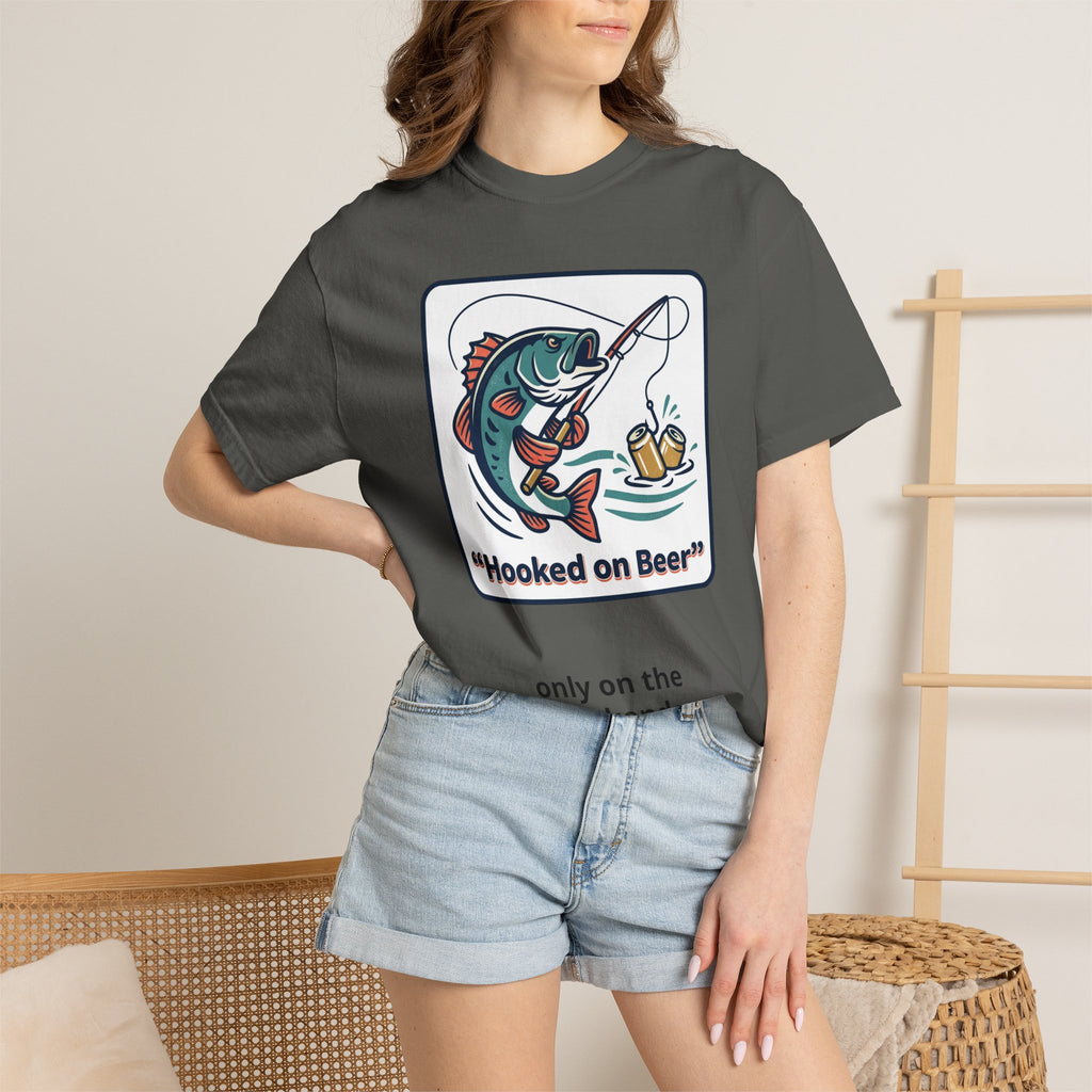 Hooked on Beer Fishing T-Shirt — Funny Fishing & Beer Graphic Tee