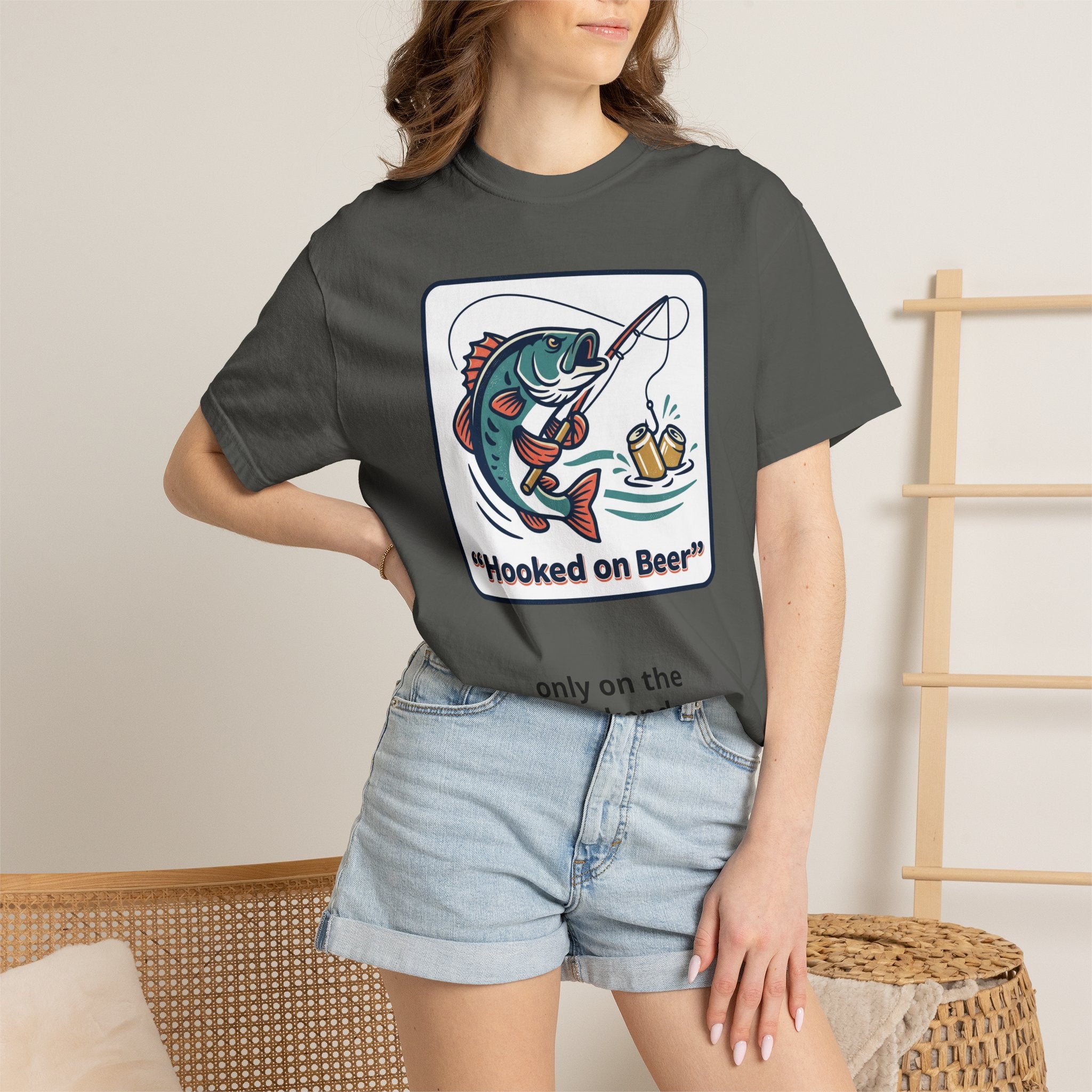 Hooked on Beer Fishing T-Shirt — Funny Fishing & Beer Graphic Tee
