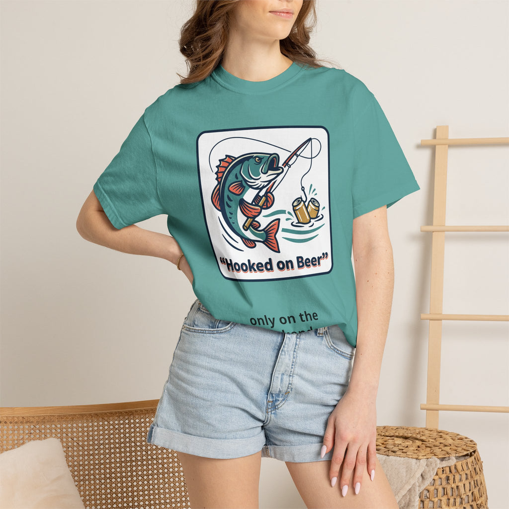 Hooked on Beer Fishing T-Shirt — Funny Fishing & Beer Graphic Tee