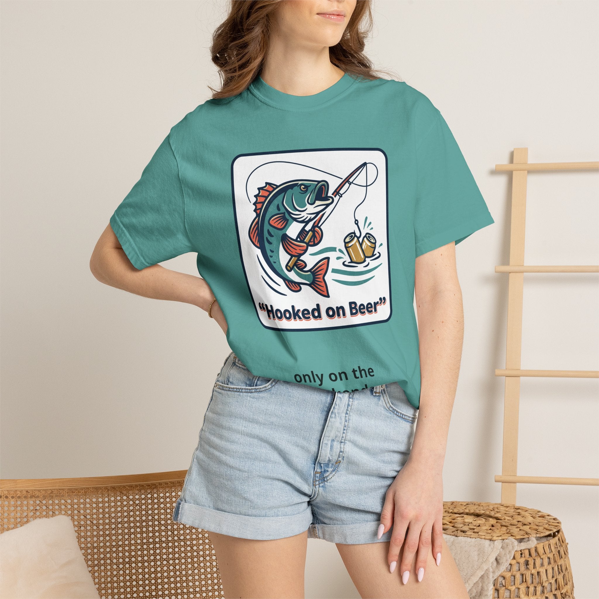 Hooked on Beer Fishing T-Shirt — Funny Fishing & Beer Graphic Tee
