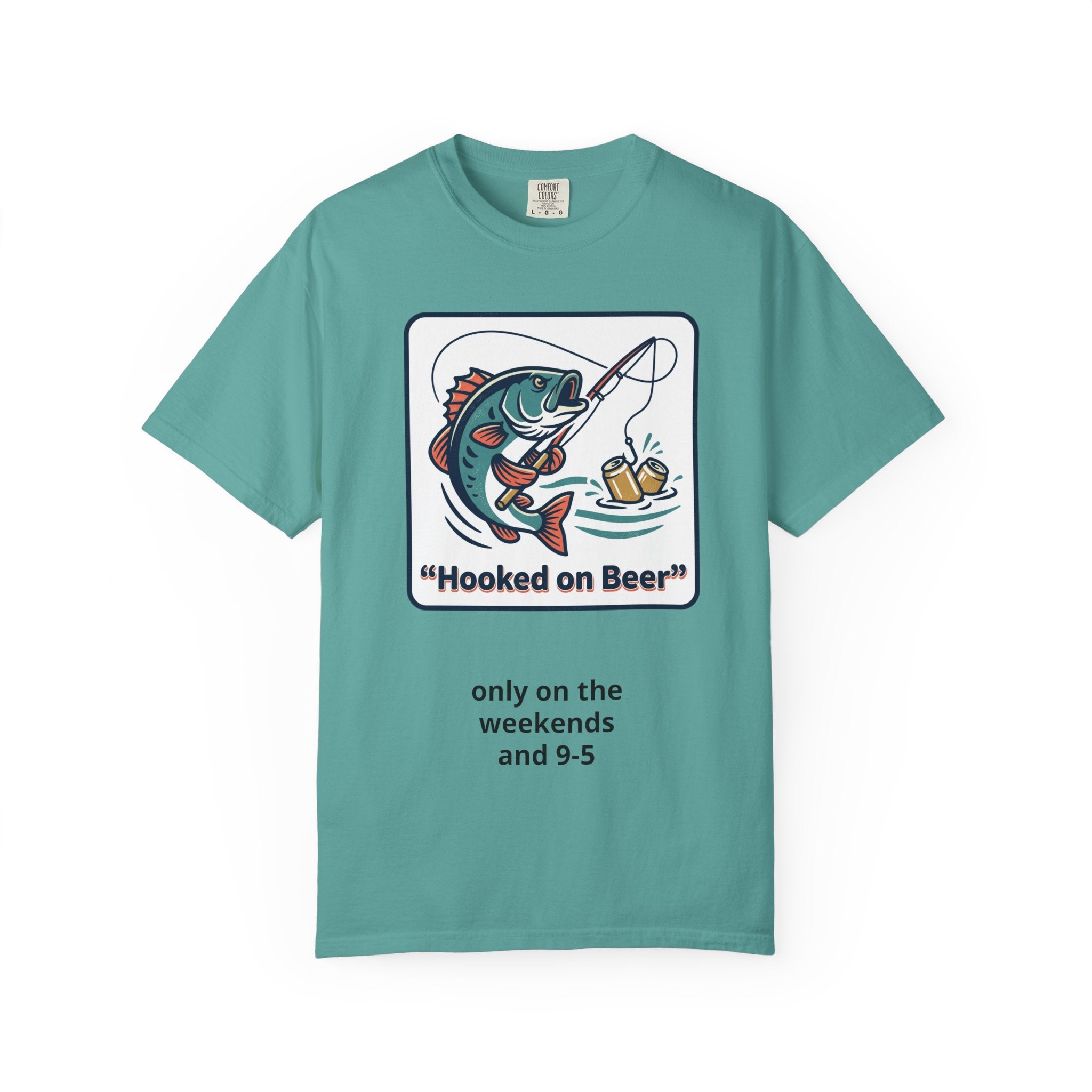 Hooked on Beer Fishing T-Shirt — Funny Fishing & Beer Graphic Tee