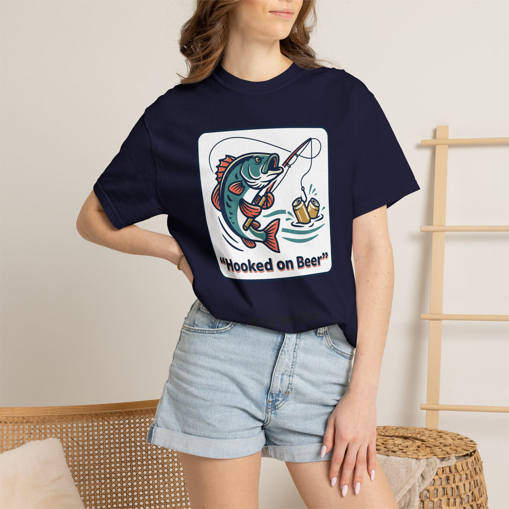 Hooked on Beer Fishing T-Shirt — Funny Fishing & Beer Graphic Tee