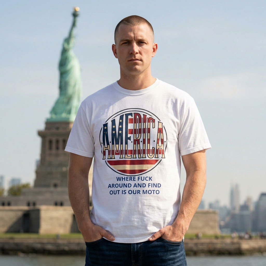America Graphic T-Shirt — “Where F*** Around and Find Out Is Our Moto” Patriotic Tee