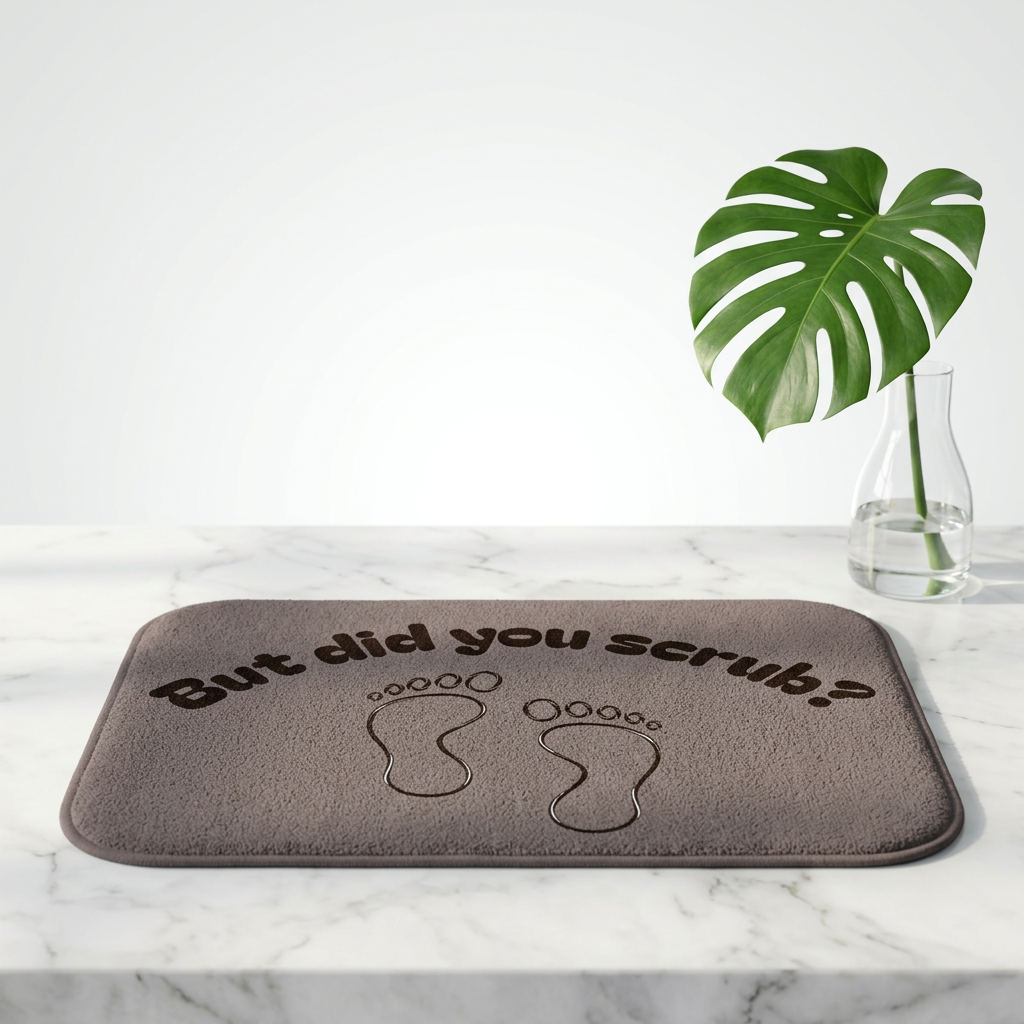But Did You Scrub? Bath Mat – Funny Footprint Bathroom Rug