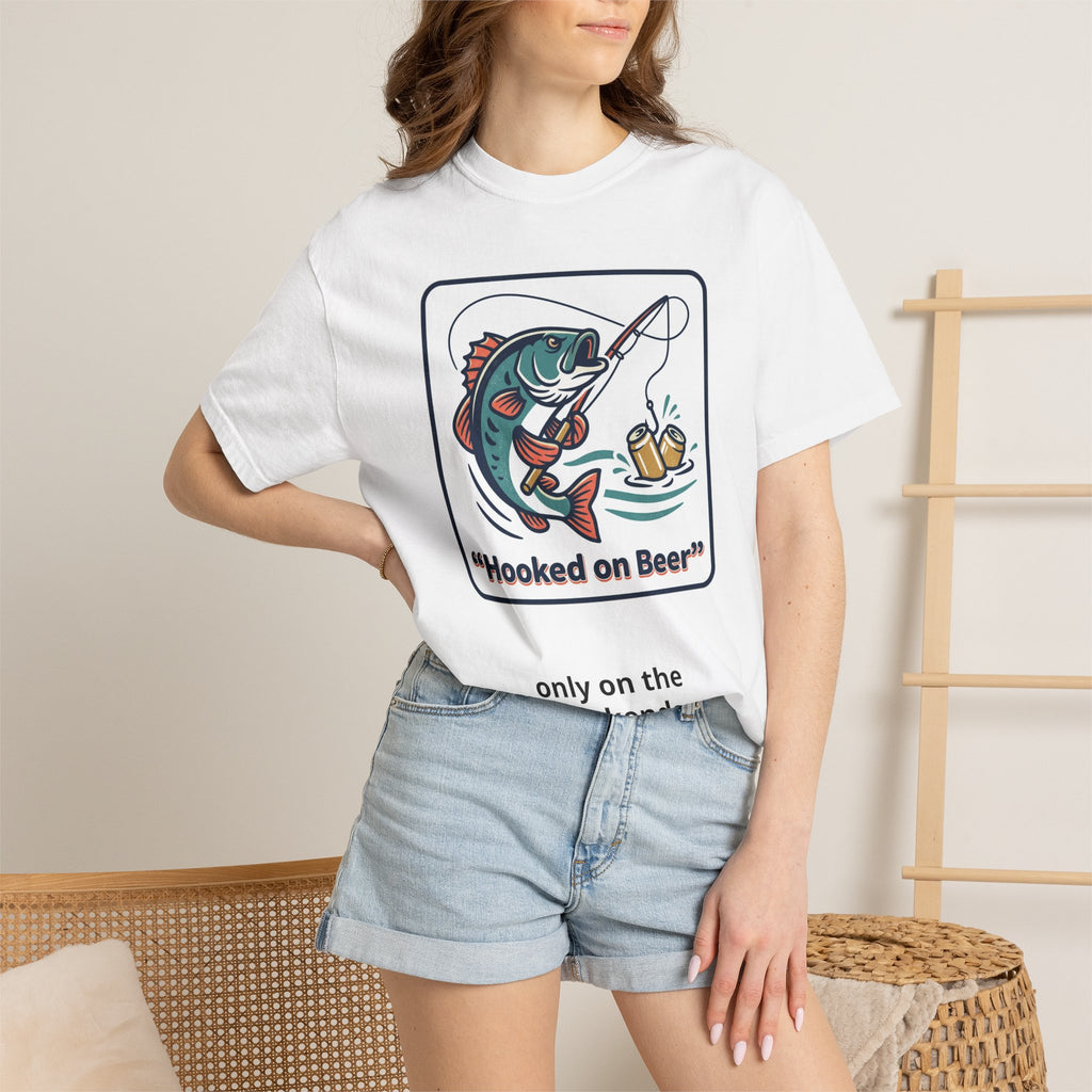 Hooked on Beer Fishing T-Shirt — Funny Fishing & Beer Graphic Tee