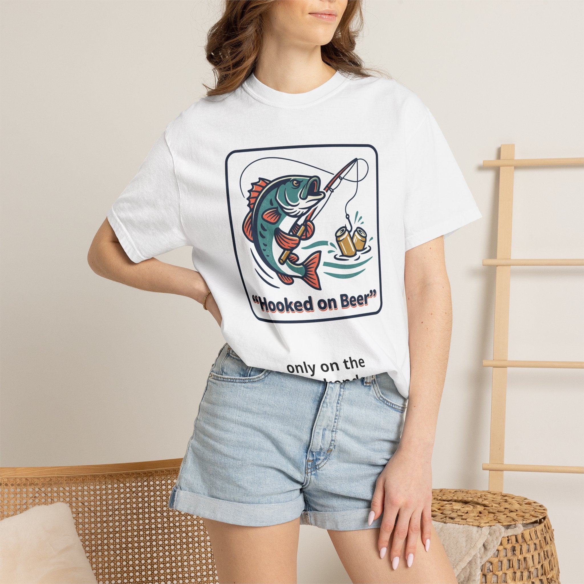 Hooked on Beer Fishing T-Shirt — Funny Fishing & Beer Graphic Tee