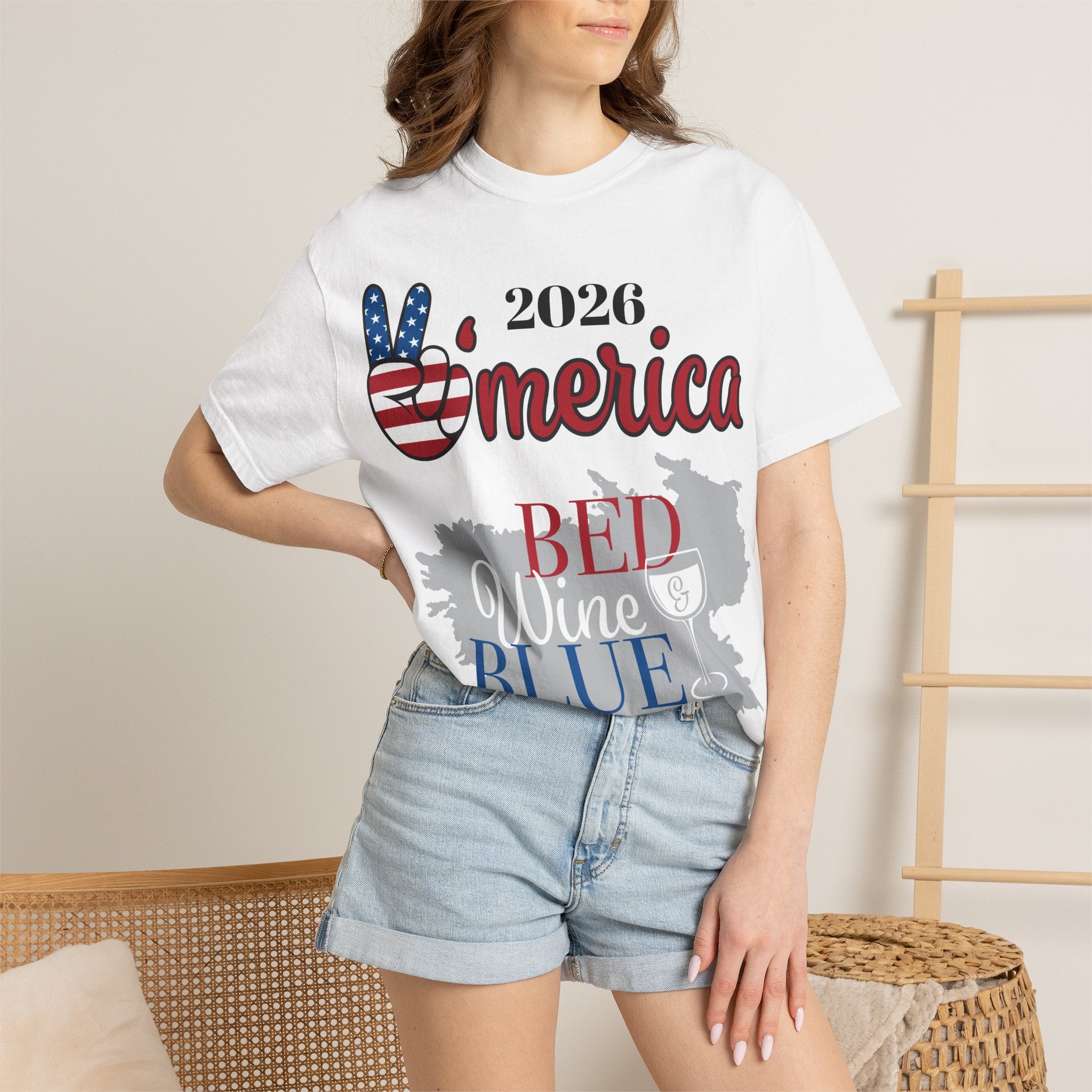 'Merica 2026 Bed Wine Blue T-Shirt