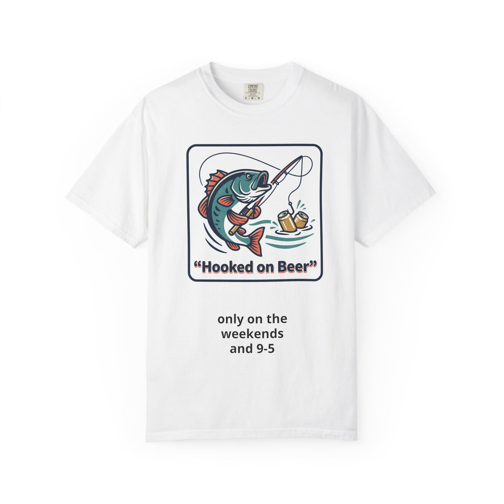 Hooked on Beer Fishing T-Shirt — Funny Fishing & Beer Graphic Tee
