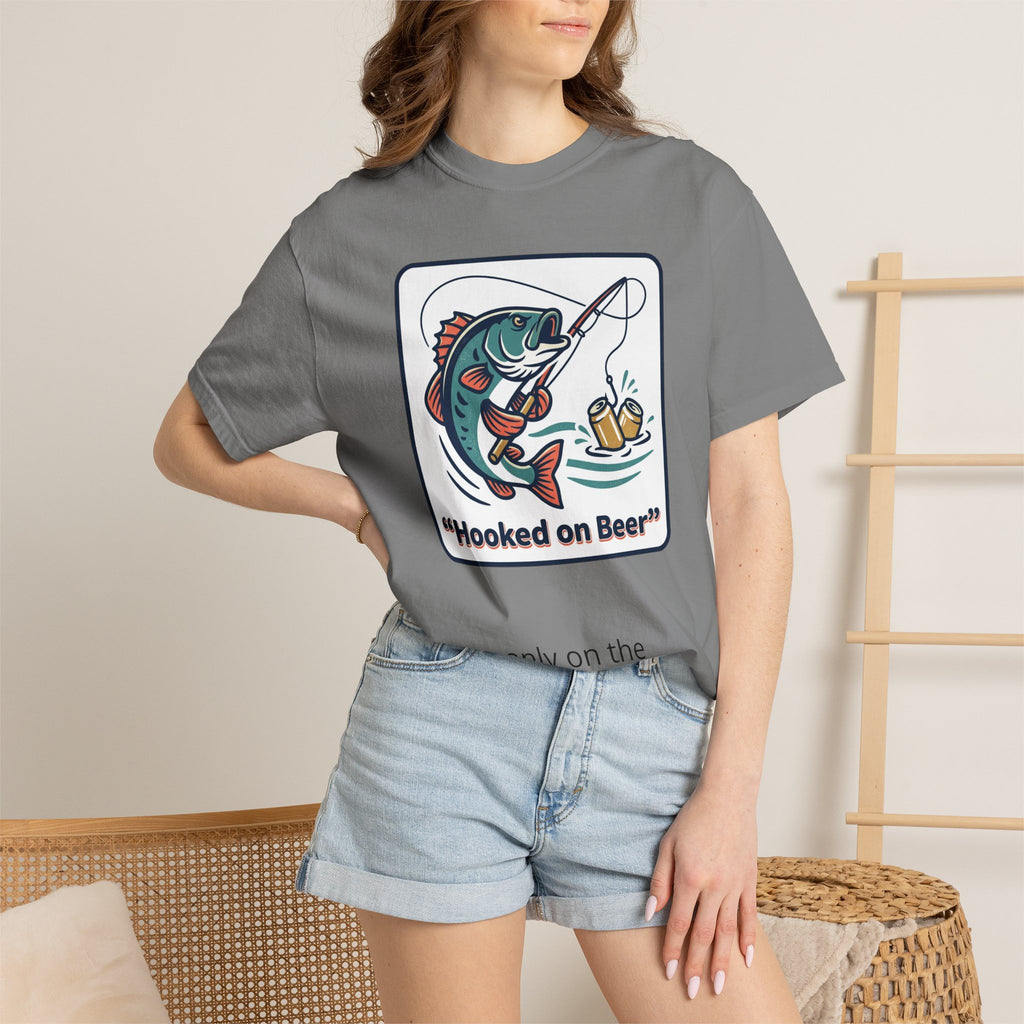 Hooked on Beer Fishing T-Shirt — Funny Fishing & Beer Graphic Tee