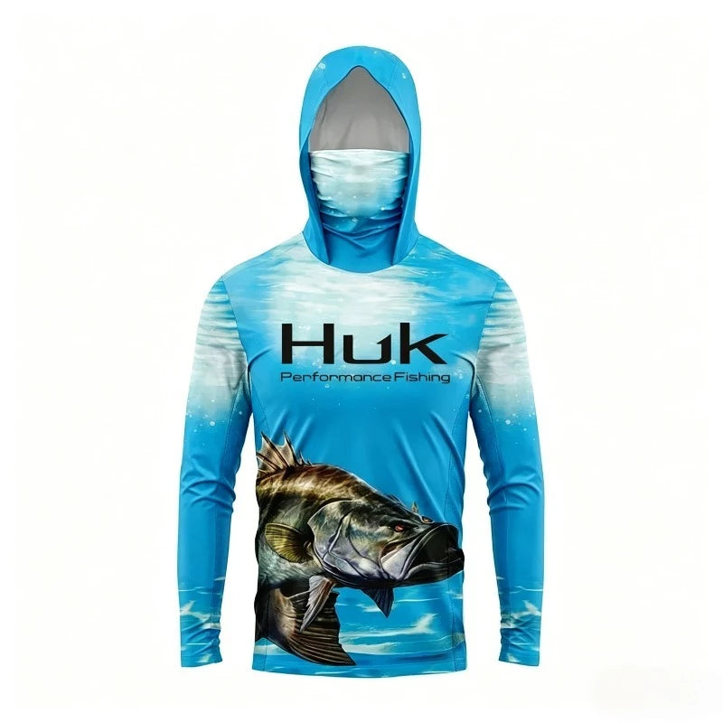 2026 Fishing Shirt UPF 50 Hooded Face Cover Fishing Clothes Summer Sun Protection Hoodie Men Face Mask Jersey Camisa De Pesca