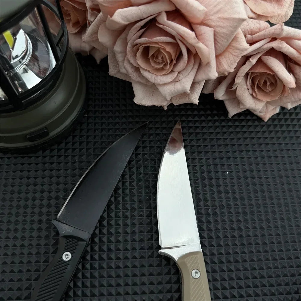 2 Fixed-blade Knives in Different Colors with Sheaths 8Cr13Mov Blades Nylon Fiber Handles Multifunctional Outdoor Fishing  Knife