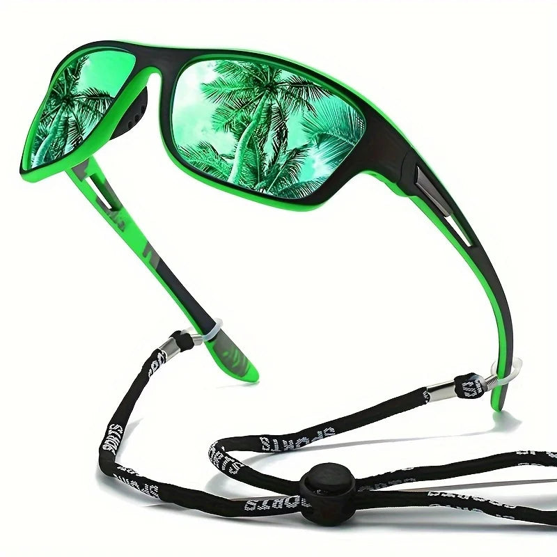 A Pair of Fashionable Classic Retro Polarized Glasses with Rope Straps, Suitable for Men and Women Outdoor Sports, Vacation, Travel, Driving, Fishing, Cycling, Decoration, Photo Props