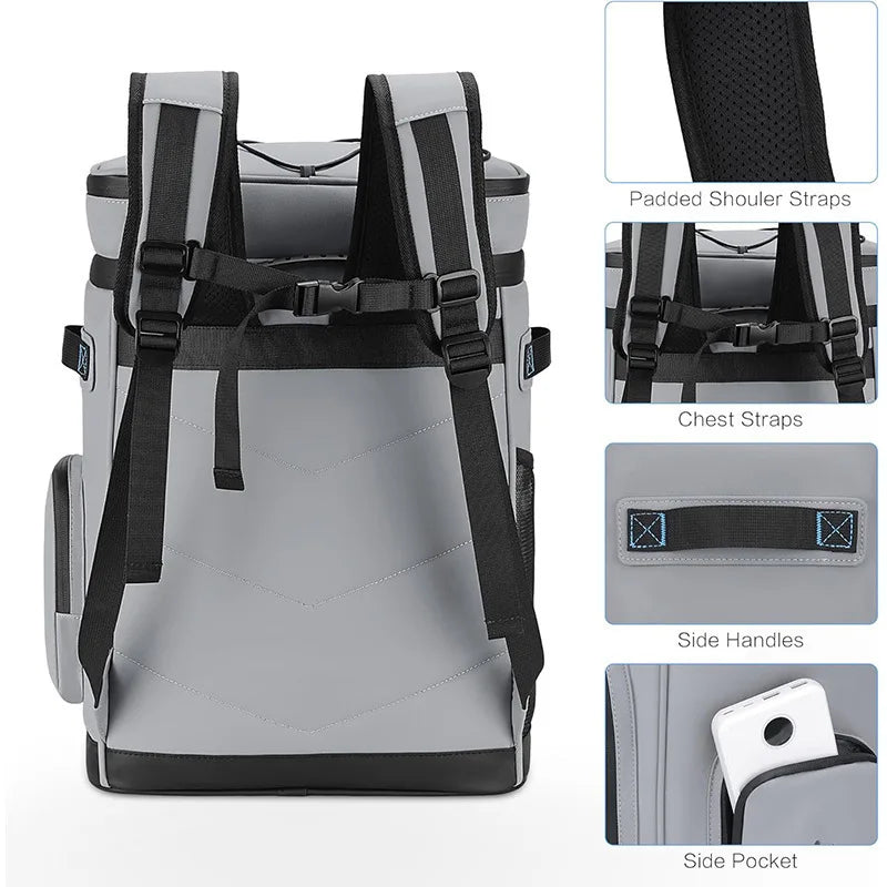 1pcs Large Waterproof Cooler Backpack - Leak-Proof Camping & Beach Cooler Bag for Fishing, Picnics, Outdoor Adventures