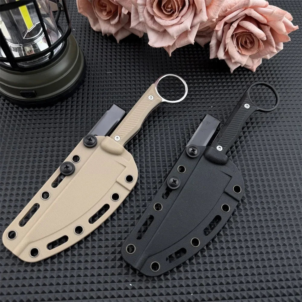 2 Fixed-blade Knives in Different Colors with Sheaths 8Cr13Mov Blades Nylon Fiber Handles Multifunctional Outdoor Fishing  Knife