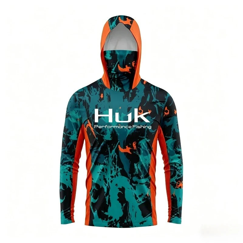 2026 Fishing Shirt UPF 50 Hooded Face Cover Fishing Clothes Summer Sun Protection Hoodie Men Face Mask Jersey Camisa De Pesca