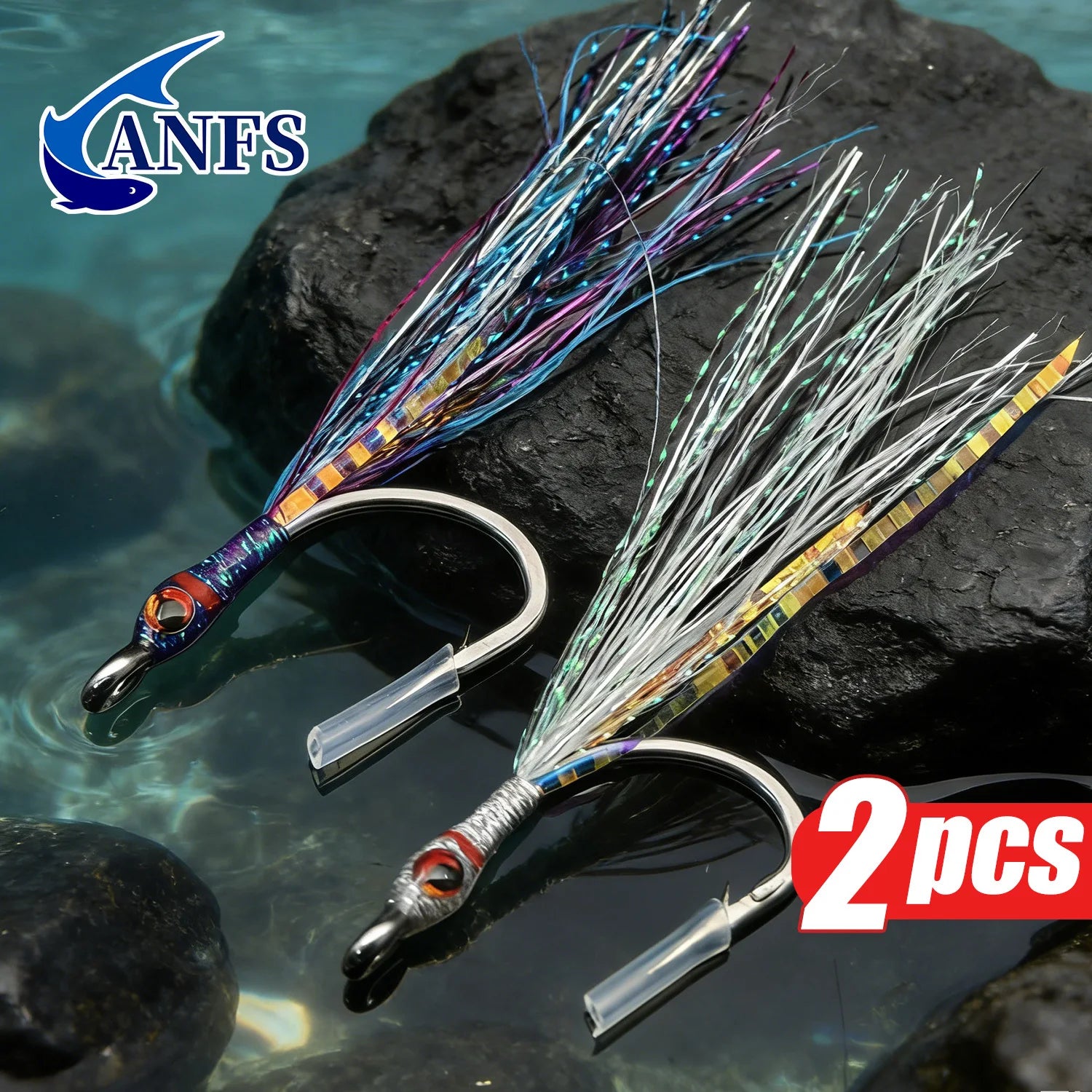 ANFS Tuna Fly, Hand Tied Fly for Saltwater Fishing-2 Pack of Wet Flies
