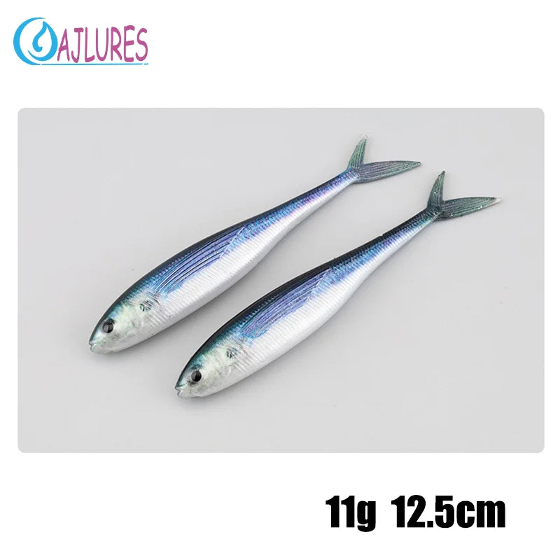 3D Soft Lures 11g 12.5cm Live Fish Painting High simulation Scissors Tail Softbait  Silicone Bait Artificial Fishing Tackle