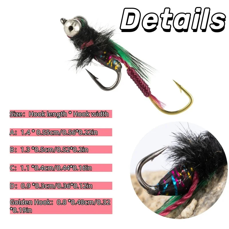 5Pcs Fly Fishing Lure Natural Insect Flies Tackle Bionic Fly Fishing Bait Fishing for Trout Nymph Dry Flies Fly Fishing Lures