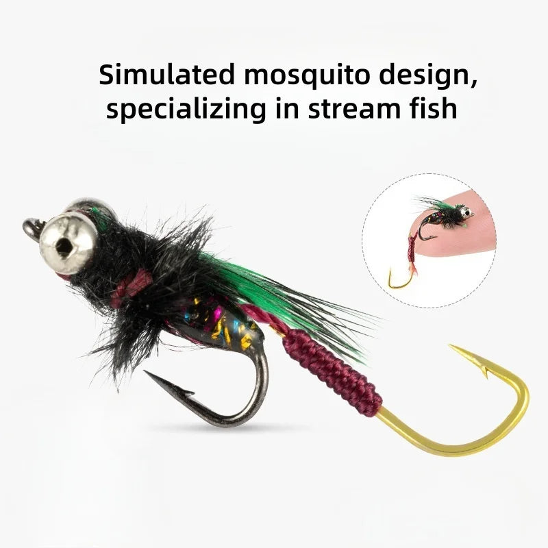5Pcs Fly Fishing Lure Natural Insect Flies Tackle Bionic Fly Fishing Bait Fishing for Trout Nymph Dry Flies Fly Fishing Lures