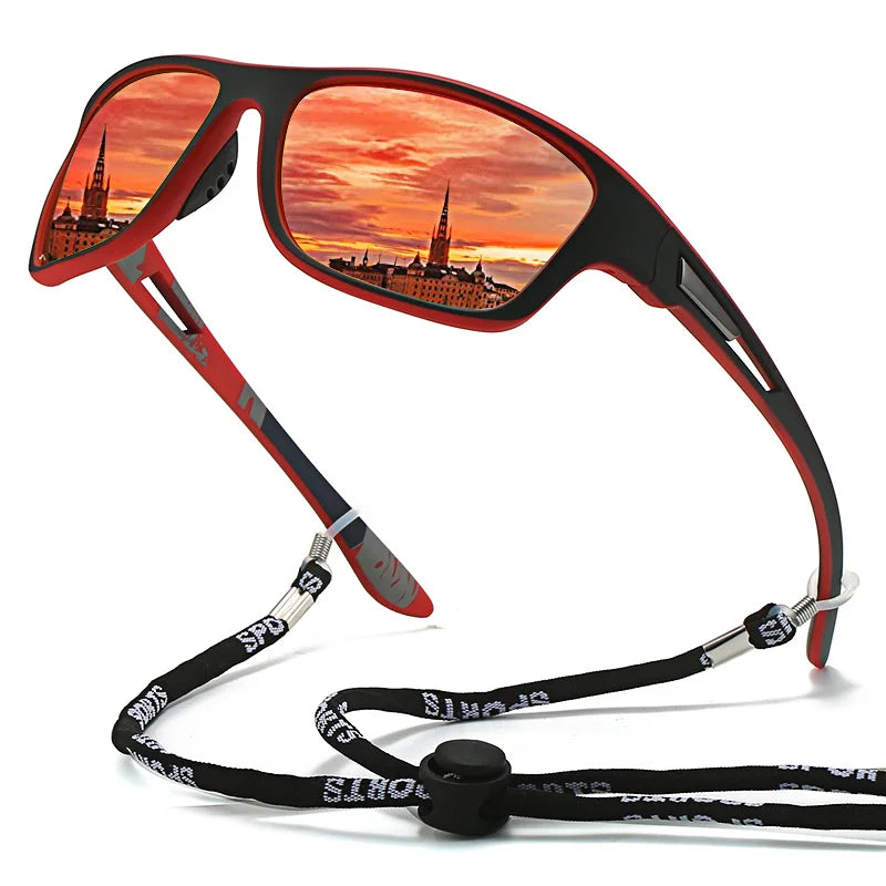 A Pair of Fashionable Classic Retro Polarized Glasses with Rope Straps, Suitable for Men and Women Outdoor Sports, Vacation, Travel, Driving, Fishing, Cycling, Decoration, Photo Props