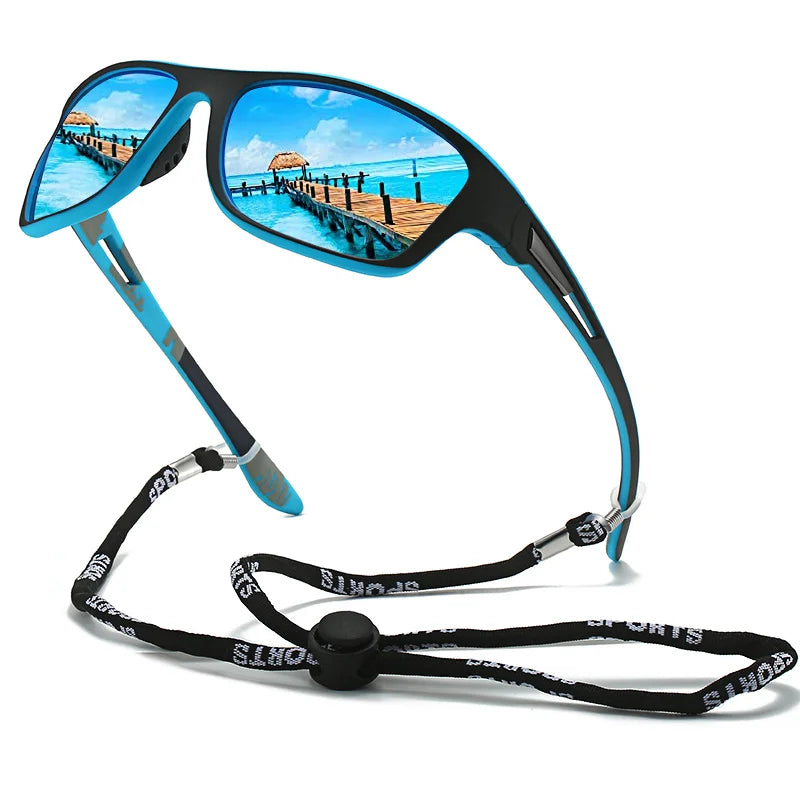 A Pair of Fashionable Classic Retro Polarized Glasses with Rope Straps, Suitable for Men and Women Outdoor Sports, Vacation, Travel, Driving, Fishing, Cycling, Decoration, Photo Props
