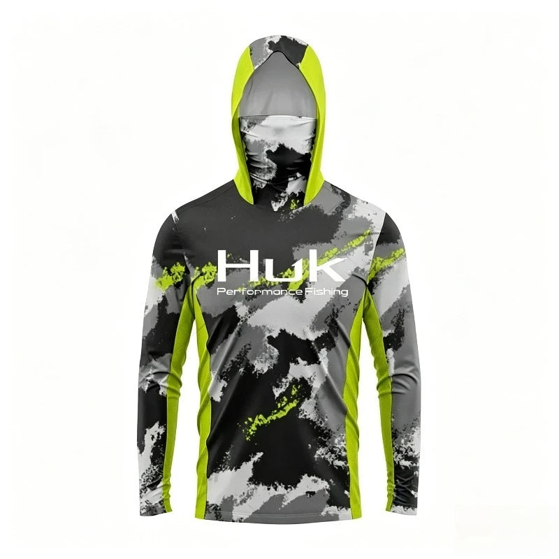 2026 Fishing Shirt UPF 50 Hooded Face Cover Fishing Clothes Summer Sun Protection Hoodie Men Face Mask Jersey Camisa De Pesca