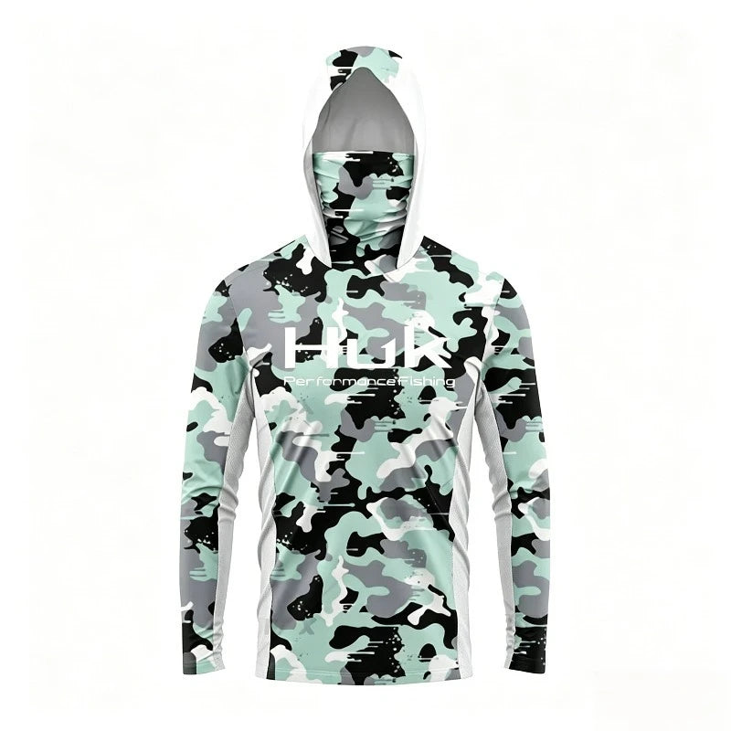 2026 Fishing Shirt UPF 50 Hooded Face Cover Fishing Clothes Summer Sun Protection Hoodie Men Face Mask Jersey Camisa De Pesca