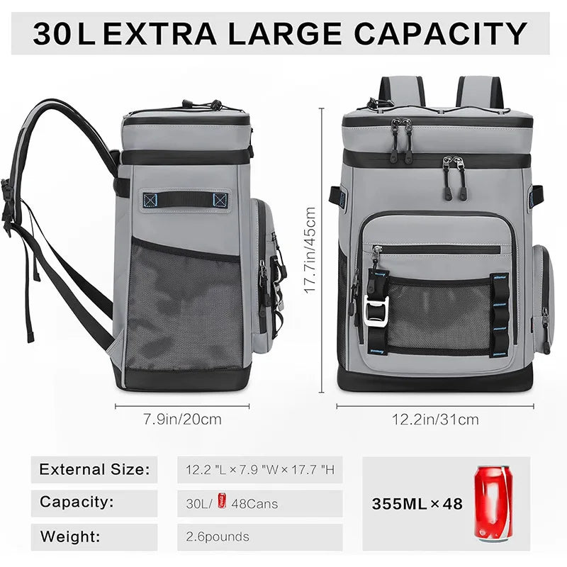 1pcs Large Waterproof Cooler Backpack - Leak-Proof Camping & Beach Cooler Bag for Fishing, Picnics, Outdoor Adventures