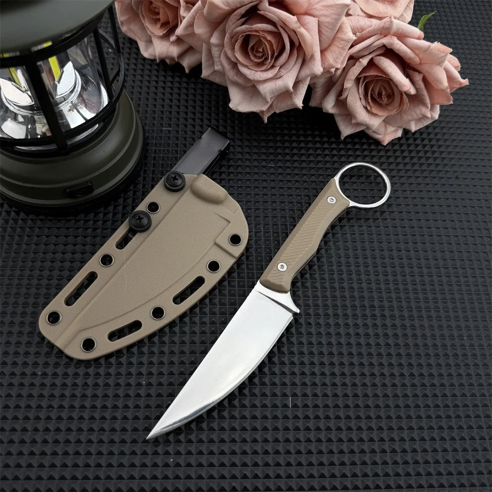 2 Fixed-blade Knives in Different Colors with Sheaths 8Cr13Mov Blades Nylon Fiber Handles Multifunctional Outdoor Fishing  Knife