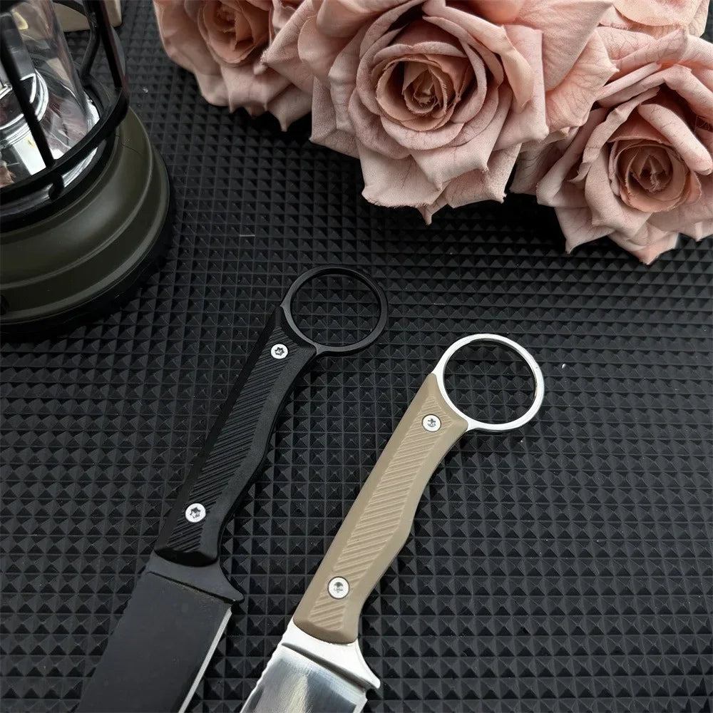 2 Fixed-blade Knives in Different Colors with Sheaths 8Cr13Mov Blades Nylon Fiber Handles Multifunctional Outdoor Fishing  Knife