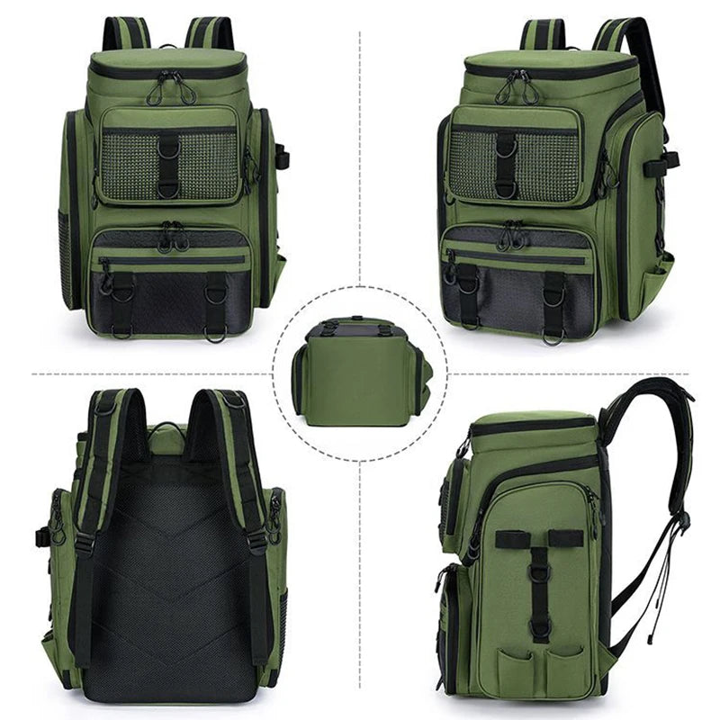 50L Fishing Bag with Rod Holders Chest Bag Fish Tackle Lure Organizer Storage Backpack Outdoor Camping Hiking Large Bagpack