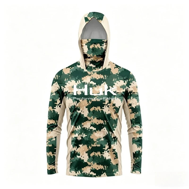 2026 Fishing Shirt UPF 50 Hooded Face Cover Fishing Clothes Summer Sun Protection Hoodie Men Face Mask Jersey Camisa De Pesca